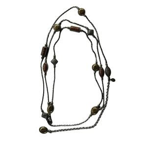Brighton Vintage Chain Link Belt or Long Station Necklace Mixed Metals 44"